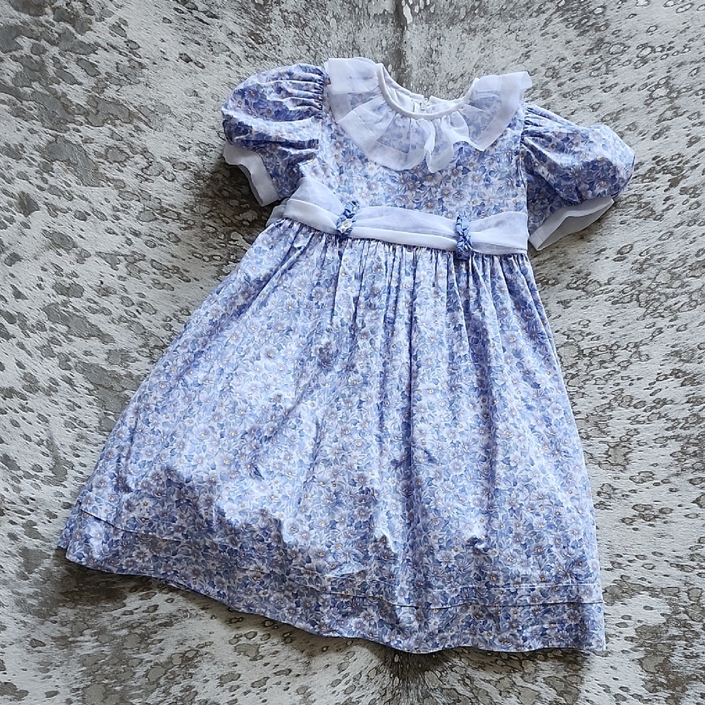 Sylvia Whyte Floral Ruffle Neck Dress Sz5 Vintage